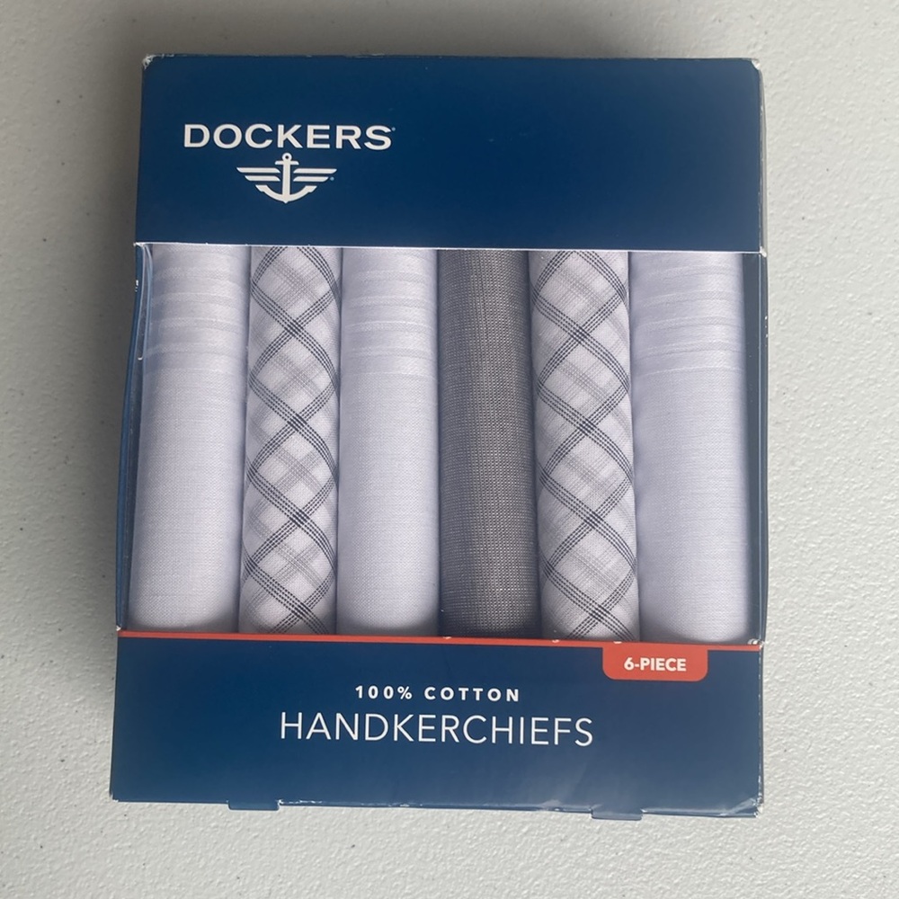 Dockers 6 pack of 100% cotton handkerchiefs
